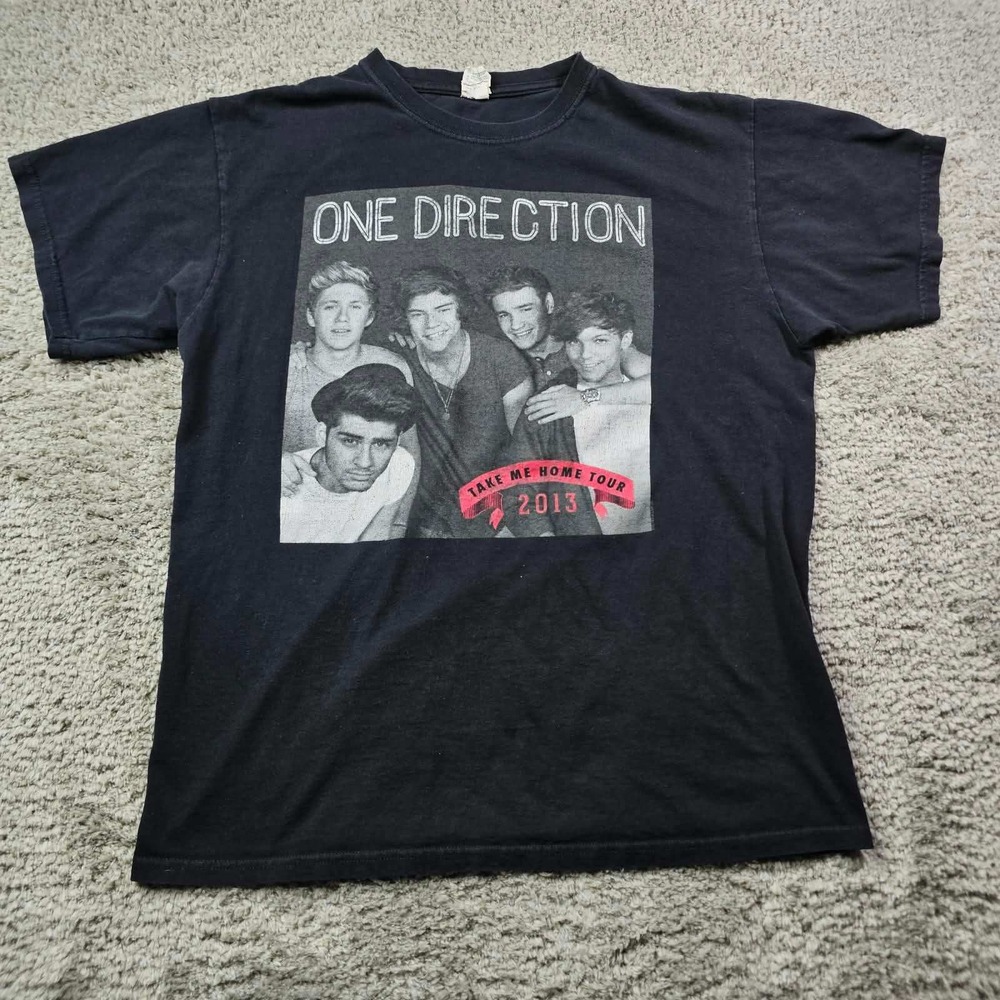 One Direction Take Me Home Tour 2013 T-Shirt Black Mens Large Anvil Concert Tee